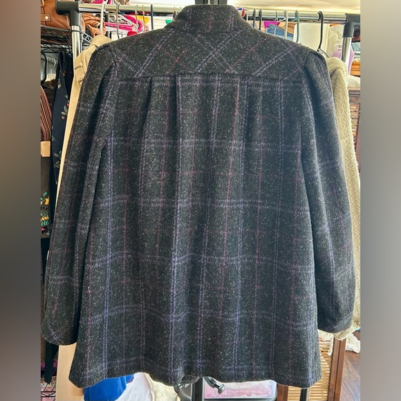 Karizma Vintage Wool Plaid Jacket Blazer Purple Gray Made In Ukraine Size 12 - Picture 3 of 11